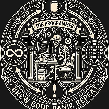 Artwork thumbnail, Programmer Tarot Skeleton Programmer Developer Humor by SplashTastic