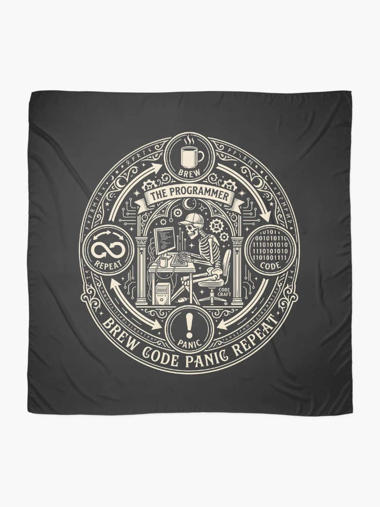 Thumbnail 2 of 3, Scarf, Programmer Tarot Skeleton Programmer Developer Humor designed and sold by SplashTastic.