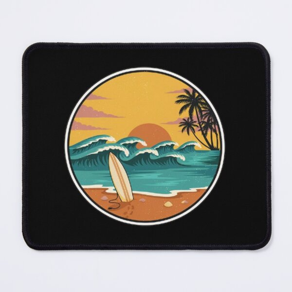 Item preview, Vintage Tropical Beach Sunset Surfboard Ocean Waves Palm Tree Summer Vacation Design designed and sold by Craft99.