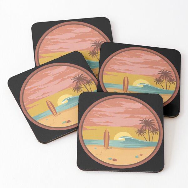 Item preview, Vintage Tropical Beach Sunset Surfboard Palm Trees Ocean Wave Summer Design designed and sold by Craft99.