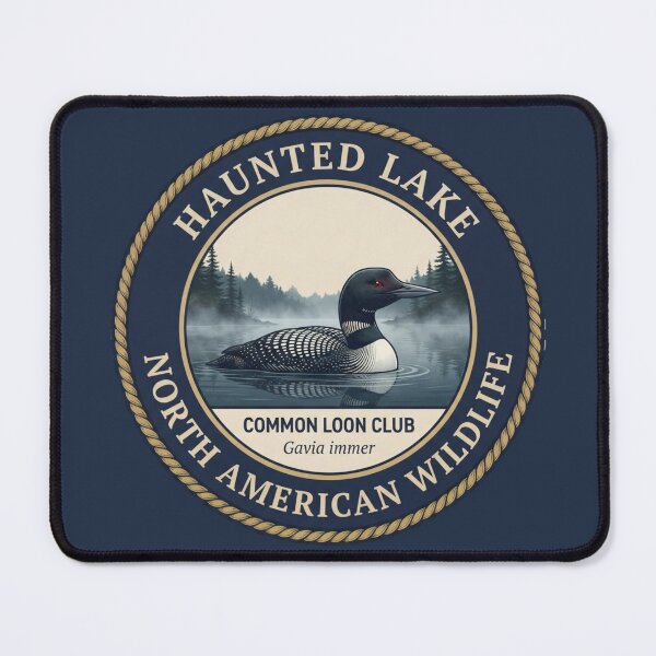 Item preview, Haunted Lake Common Loon Humor Badge designed and sold by CalmCapy Co.