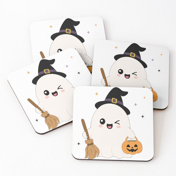 Item preview, Cute Winking Witch Ghost with Broom and Pumpkin Sticker⁠ designed and sold by Teenidesign .