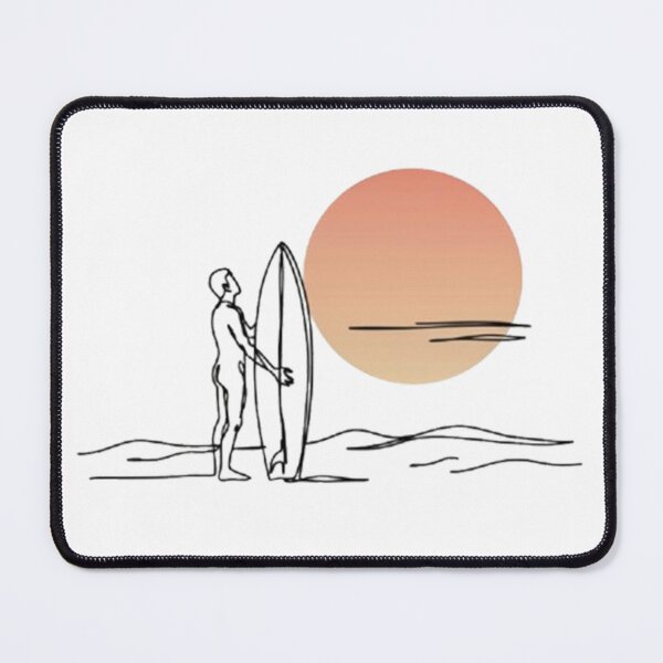 Item preview, Minimalist Surfer With Surfboard Sunset Beach Line Art Summer Design designed and sold by Craft99.