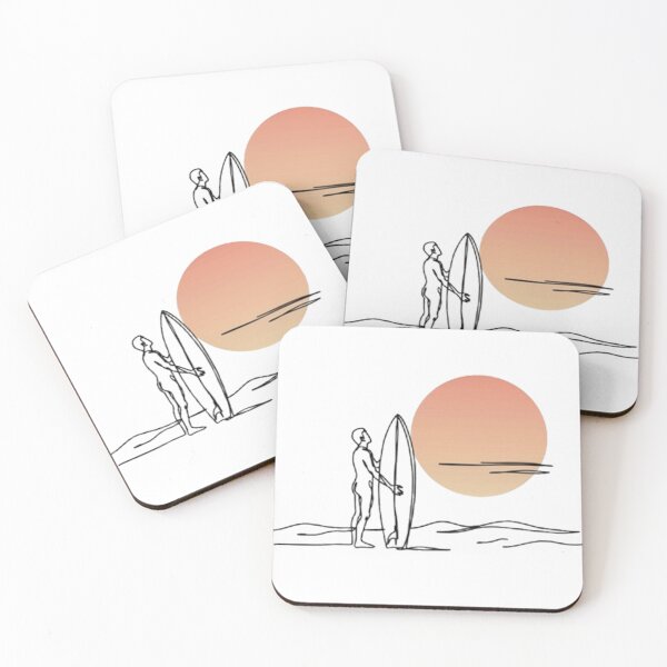 Item preview, Minimalist Surfer With Surfboard Sunset Beach Line Art Summer Design designed and sold by Craft99.