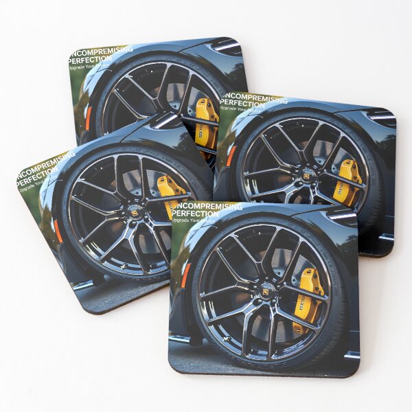 Item preview, Uncompromising Perfection Custom Car Poster: Glossy Black Spinning Wheel Canvas designed and sold by Creative-RE.