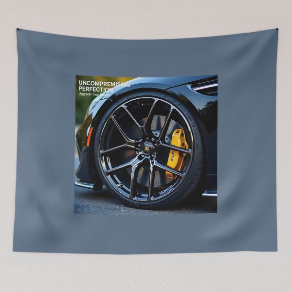 Item preview, Uncompromising Perfection Custom Car Poster: Glossy Black Spinning Wheel Canvas designed and sold by Creative-RE.