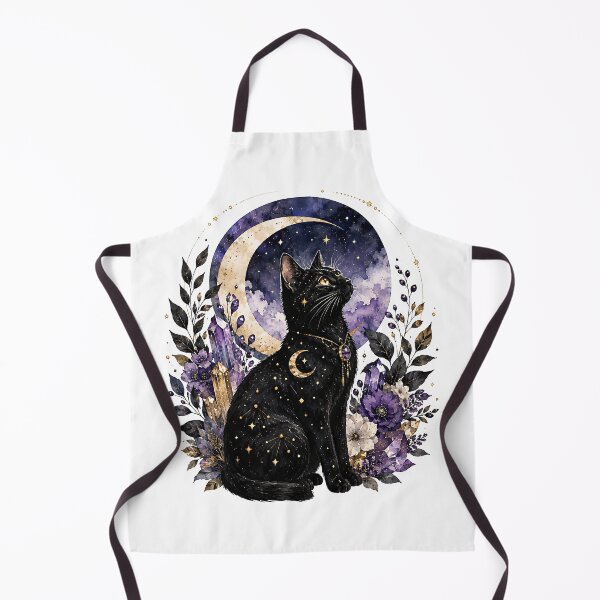 Item preview, Mystical Black Cat Circle Frame with Amethyst & Crescent Moon designed and sold by Jaideep Walia.