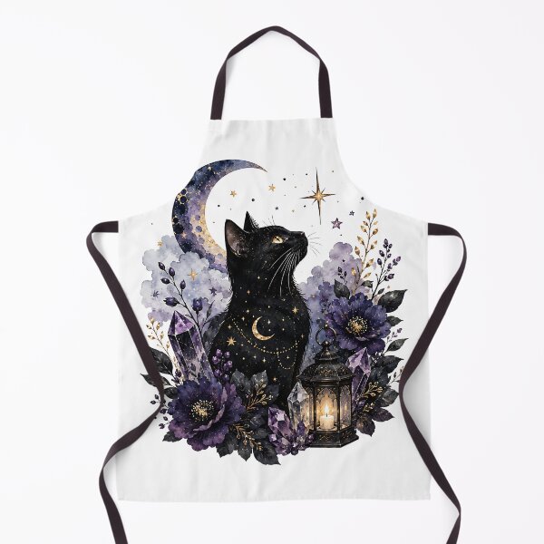 Item preview, Celestial Black Cat with Lantern and Amethyst Crystals designed and sold by Jaideep Walia.