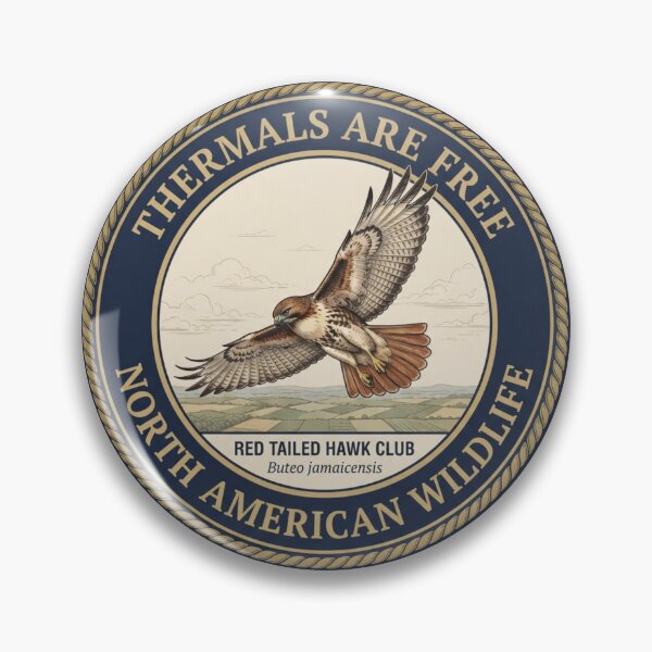 Item preview, Thermals Are Free Hawk Humor Badge designed and sold by CalmCapy Co.