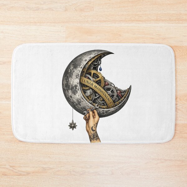 Item preview, Lunar Maintenance – Mechanical Crescent Moon Surreal Art designed and sold by Concrete Coffee Studio.