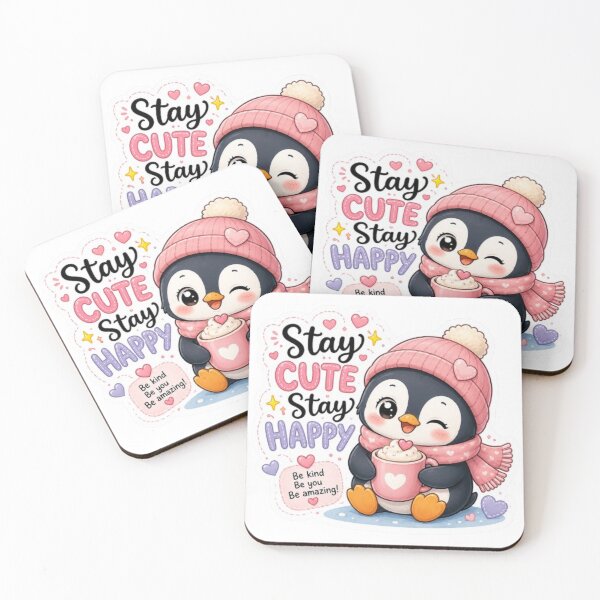 Item preview, Cute Kawaii Penguin Sticker | Stay Cute Stay Happy | Winter Penguin | Pastel Animal Sticker4 designed and sold by Vegasstickers.