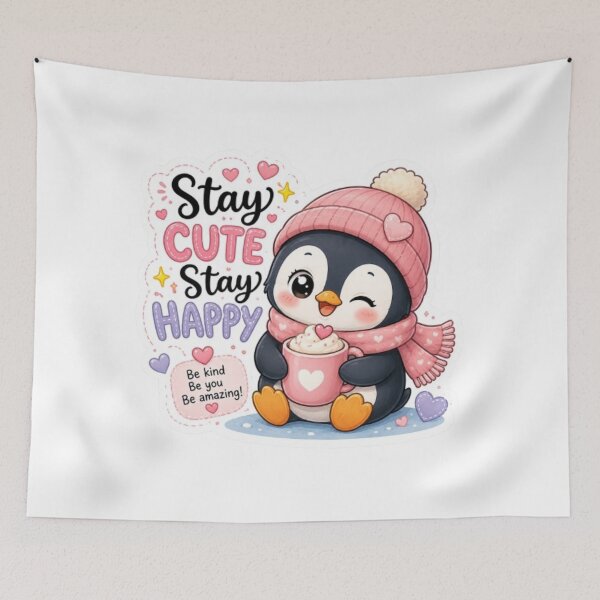 Item preview, Cute Kawaii Penguin Sticker | Stay Cute Stay Happy | Winter Penguin | Pastel Animal Sticker4 designed and sold by Vegasstickers.