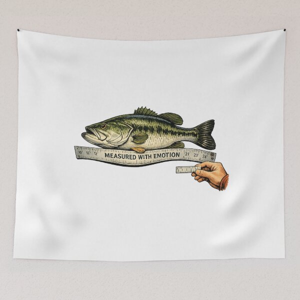Item preview, Measured With Emotion – Funny Fishing Bass Ruler designed and sold by Concrete Coffee Studio.