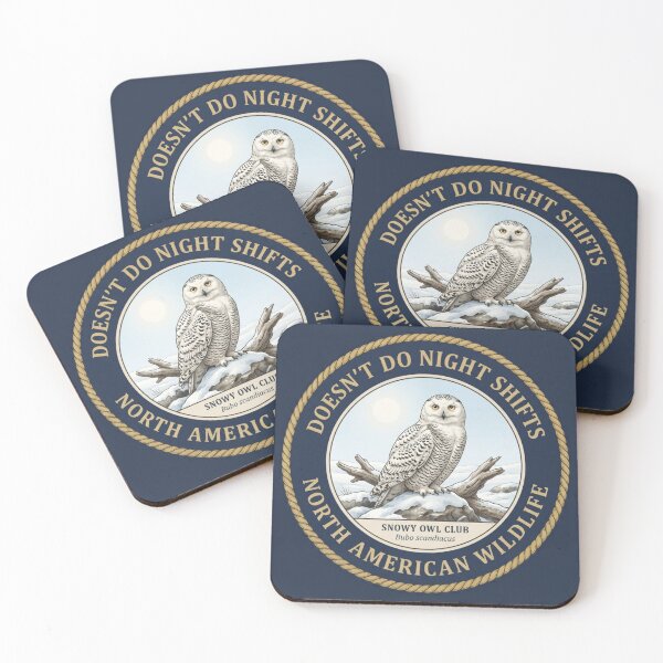 Item preview, Doesn't Do Night Shifts Snowy Owl Badge designed and sold by CalmCapy Co.