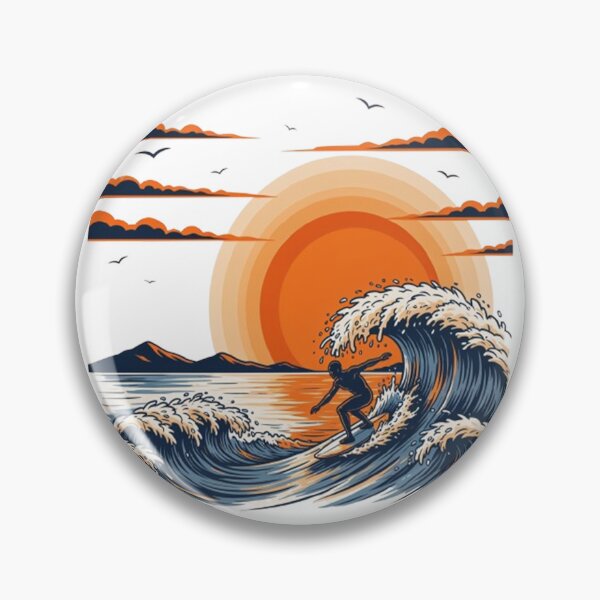 Item preview, Surfing Sunset Ocean Wave Retro Beach Adventure Summer Design designed and sold by Craft99.