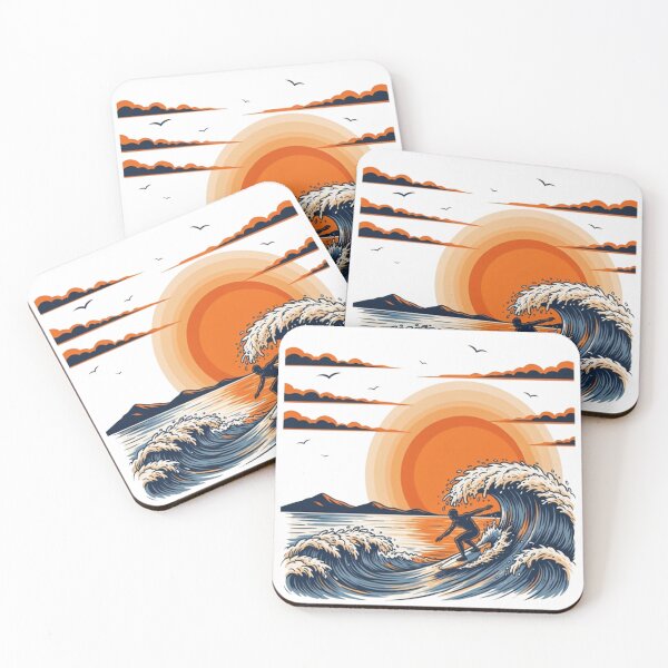 Item preview, Surfing Sunset Ocean Wave Retro Beach Adventure Summer Design designed and sold by Craft99.