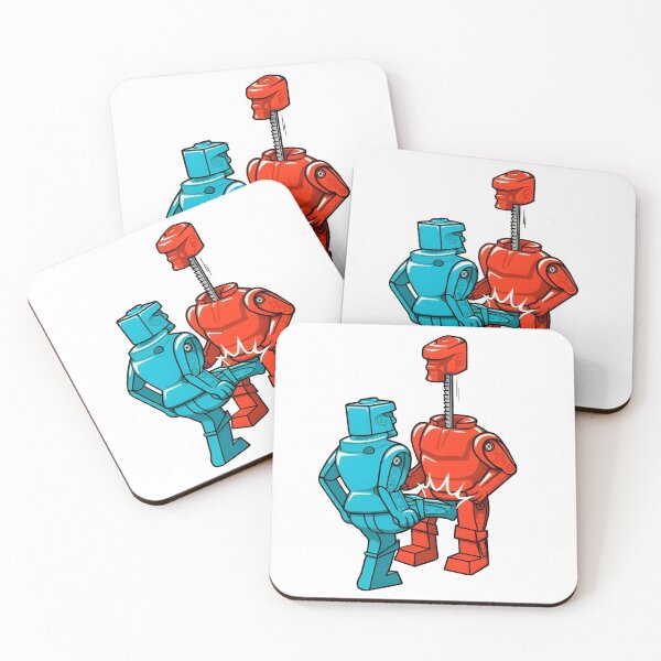 Item preview, Rock Em Sock Em Robots Funny Groin Kick Illustrated Retro Game Parody Art designed and sold by ArtsyGlaze.