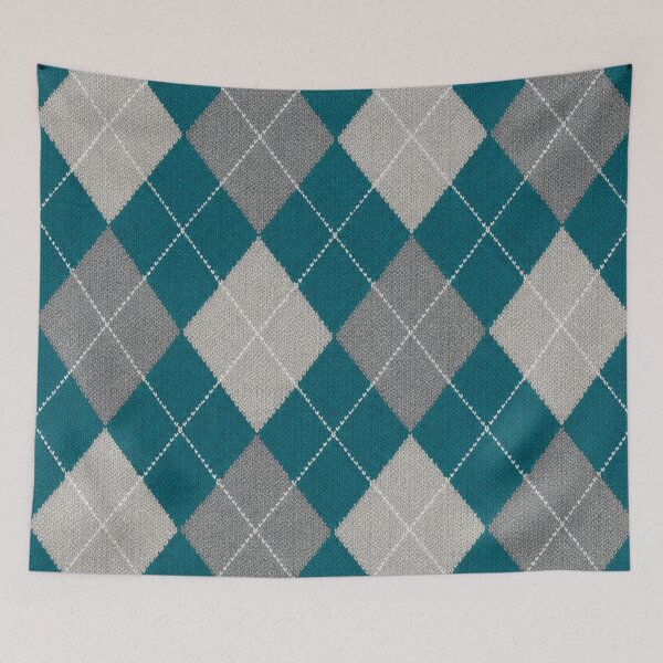 Item preview, Classic Teal and Grey Argyle Knit Pattern designed and sold by zenjiinspired.