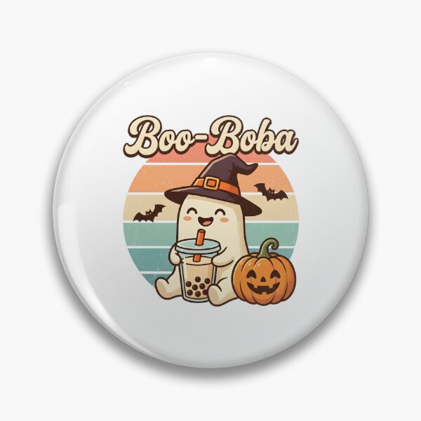 Item preview, Boo-Boba Cute Ghost Drinking Bubble Tea Retro Halloween T-Shirt designed and sold by DIRTYSKETCHH.