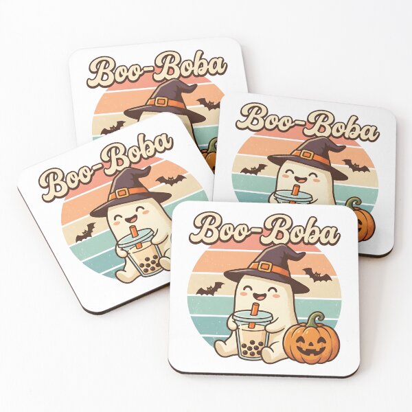 Item preview, Boo-Boba Cute Ghost Drinking Bubble Tea Retro Halloween T-Shirt designed and sold by DIRTYSKETCHH.