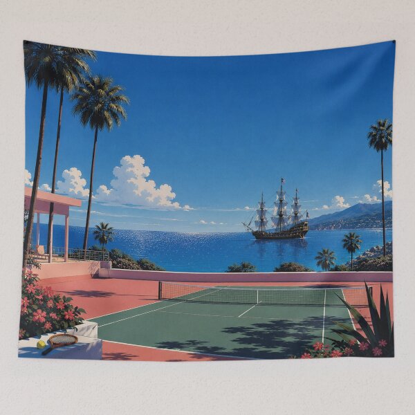 Item preview, Hiroshi Nagai Tennis Court Pirate ship cove Large poster designed and sold by SteakSwauce.