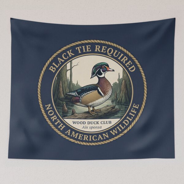 Item preview, Black Tie Required Wood Duck Humor Badge designed and sold by CalmCapy Co.
