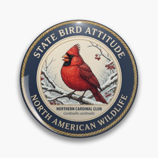 Item preview, State Bird Attitude Cardinal Humor Badge designed and sold by CalmCapy Co.