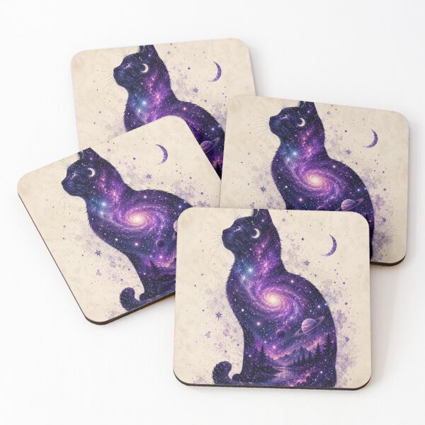 Item preview, Cosmic Galaxy Cat Silhouette designed and sold by teemix.
