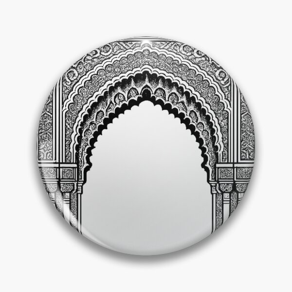 Item preview, Alhambra Horseshoe Arch | Islamic Architecture | Black and White Vector designed and sold by DesertInkArt.