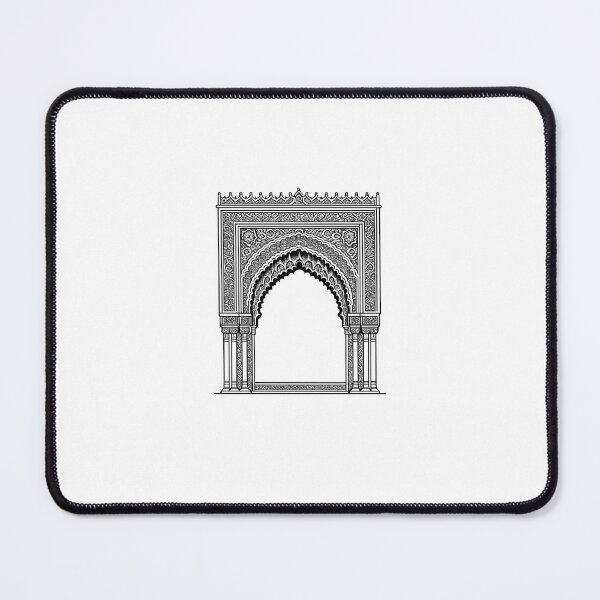 Item preview, Alhambra Horseshoe Arch | Islamic Architecture | Black and White Vector designed and sold by DesertInkArt.