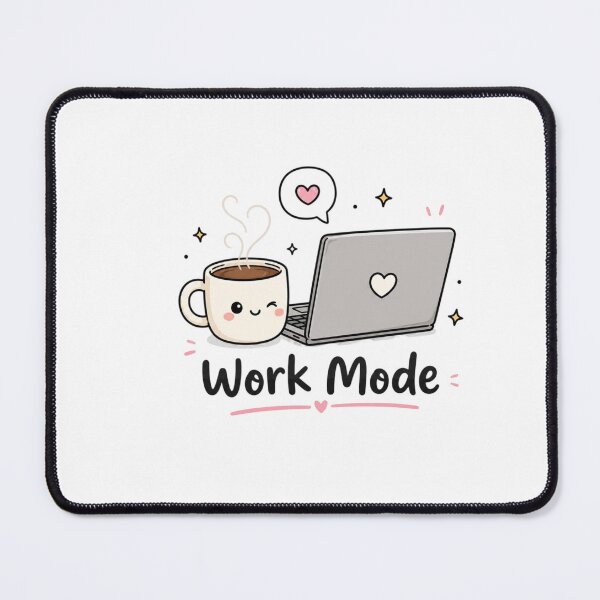 Item preview, Cute Coffee & Laptop "Work Mode" Kawaii Productivity Illustration | Cozy Work From Home Aesthetic Sticker designed and sold by Sanika arts .