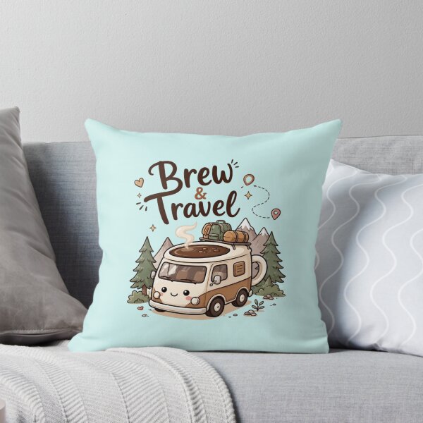 Item preview, Brew & Travel Cute Coffee Camper Van Kawaii Adventure Camping Illustration designed and sold by Sanika arts .