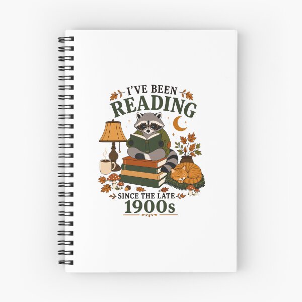 Item preview, I've Been Reading Since the Late 1900s Funny Book Lover Raccoon Vintage designed and sold by abig-eiyana.