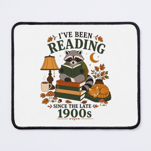 Item preview, I've Been Reading Since the Late 1900s Funny Book Lover Raccoon Vintage designed and sold by abig-eiyana.