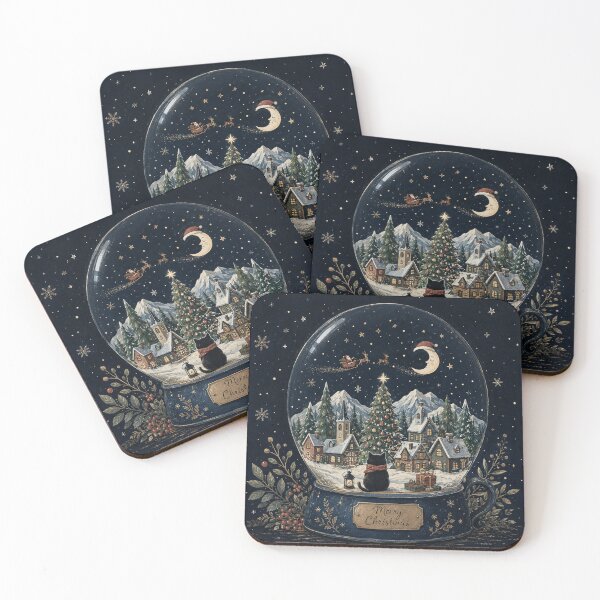 Item preview, Magical Christmas Snow Globe Black Cat Winter Wonderland designed and sold by TeikunShop.