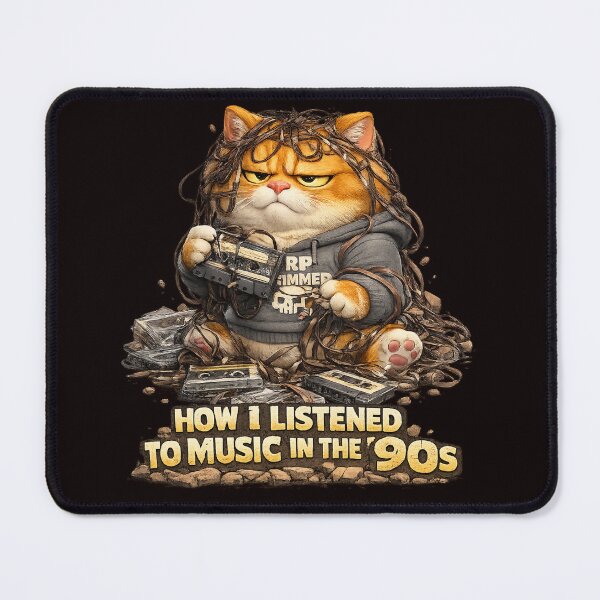 Item preview, How We Listened to Music in the 90s | Grumpy Cat Cassette Tape Retro Vintage Design designed and sold by Grump and Co.