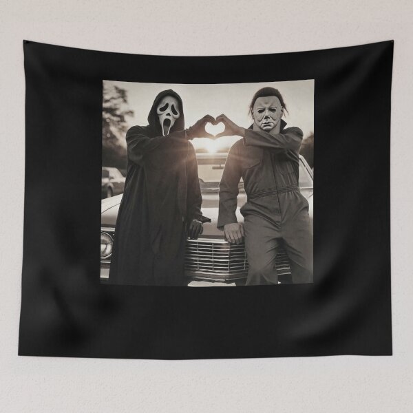 Item preview, Funny Halloween Tshirts Michael Myers Ghostface Heart Hands designed and sold by Dibarassi.