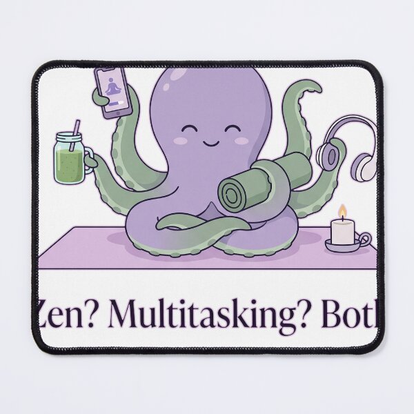 Item preview, Zen Multitasking Octopus Yoga Aesthetic T-Shirt Design designed and sold by KIDEnia.