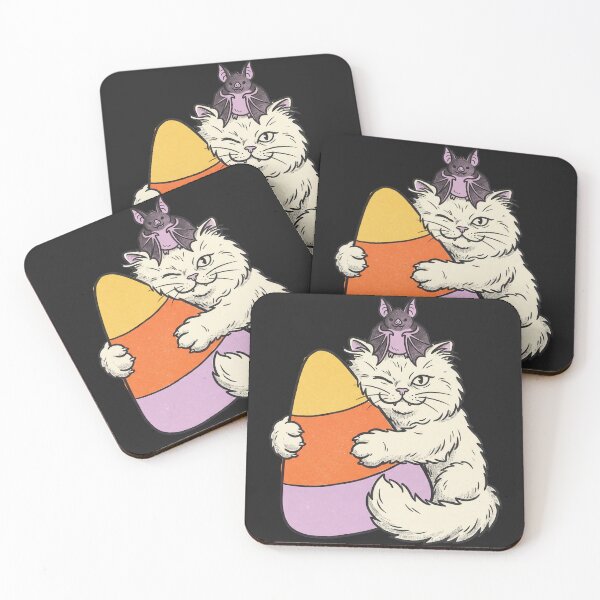 Item preview, Persian Cat Hugging Candy Corn and Cute Bat designed and sold by MewSpooky.