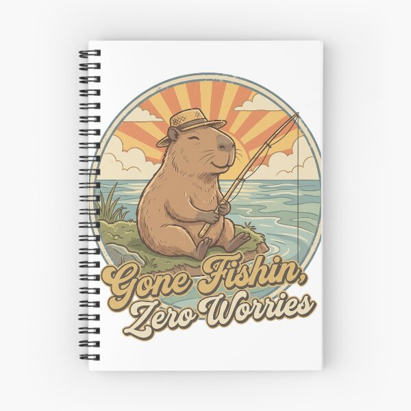 Item preview, Capybara Fishing Retro Poster T-Shirt – Gone Fishin Zero Worries designed and sold by KIDEnia.