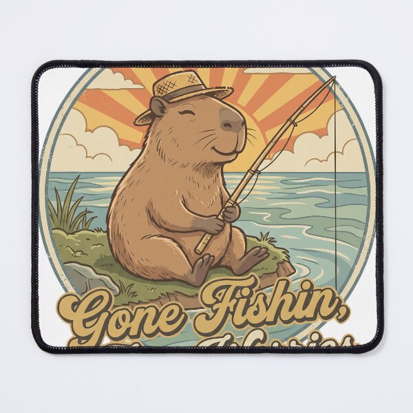 Item preview, Capybara Fishing Retro Poster T-Shirt – Gone Fishin Zero Worries designed and sold by KIDEnia.