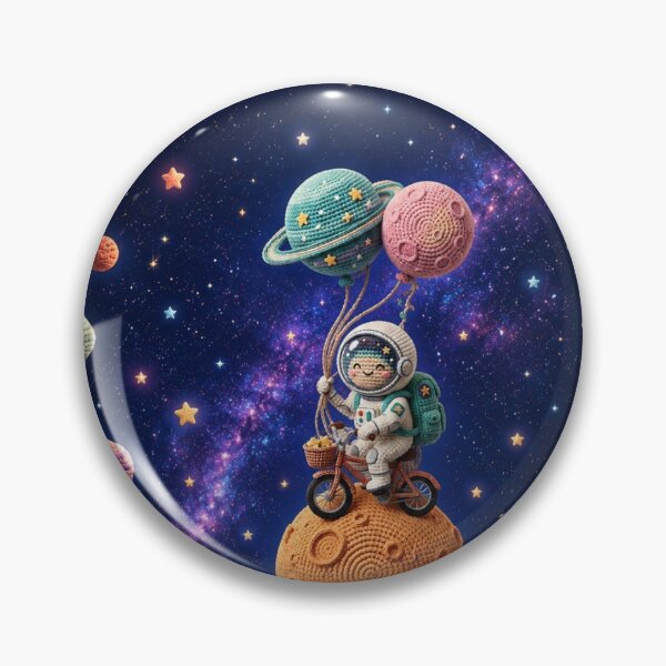 Item preview, Cute Crochet Astronaut Riding Moon Sticker designed and sold by Pure Craft.