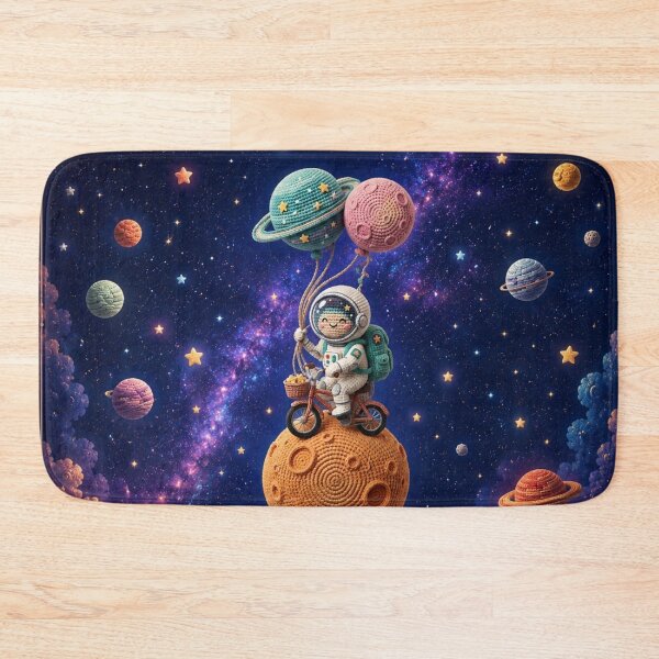 Item preview, Cute Crochet Astronaut Riding Moon Sticker designed and sold by Pure Craft.