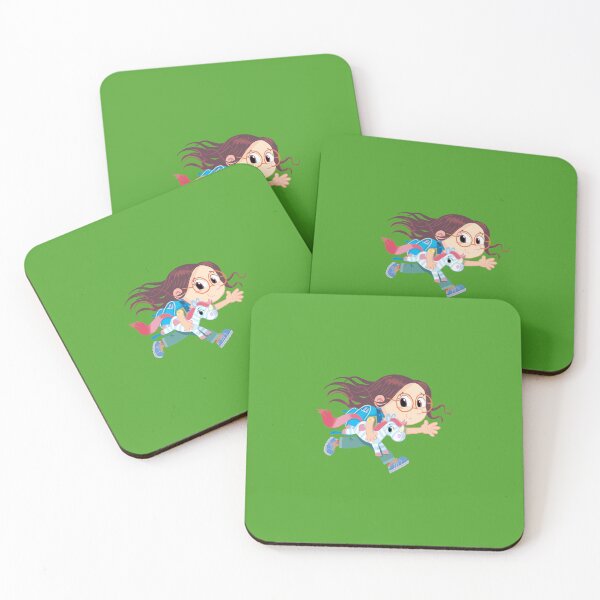Item preview, girl with a school bag on her back runs and carries a unicorn designed and sold by duxpavlic.