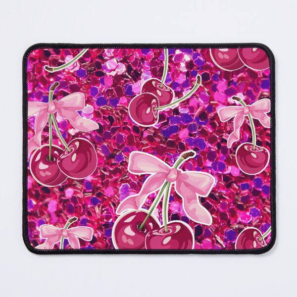 Item preview, Cute Pink Coquette Cherries with Bow Glitter designed and sold by PMSNshop.