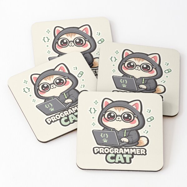 Item preview, Programmer Cat Cute Kawaii Coding – Developer Gift Software Engineer Sticker designed and sold by SanaCreation13.