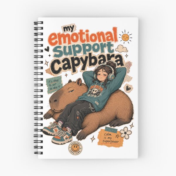 Item preview, My Emotional Support Capybara Funny Teen Streetwear T-Shirt Design designed and sold by KIDEnia.