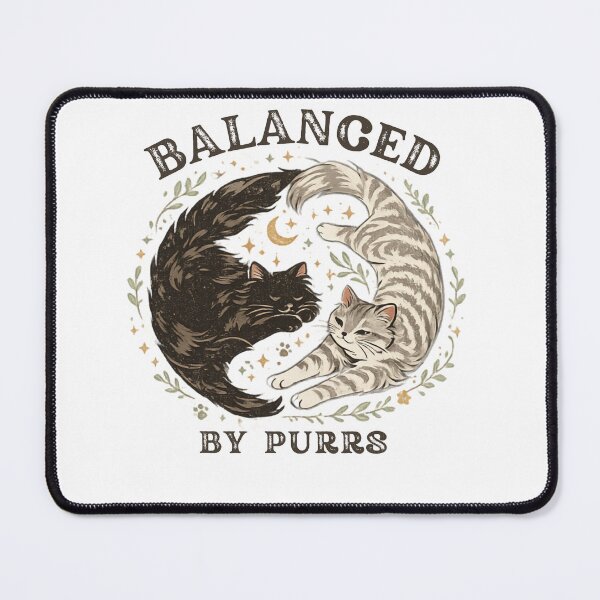 Item preview, Balanced By Purrs T-Shirt, Yin Yang Cat Lover Gift, Black & Tabby Cat Graphic Tee, Zen Feline Harmony Shirt designed and sold by OUICHA.