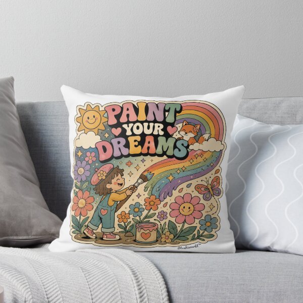Item preview, Paint Your Dreams | Retro Groovy 70s Pop Art Rainbow Illustration | Cute Whimsical Sticker designed and sold by PLUSHIWORLDtm.