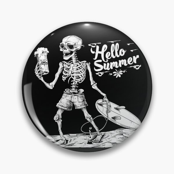 Item preview, Hello Summer Skeleton Surfer Funny Beach Vacation Art designed and sold by inkoutninja.